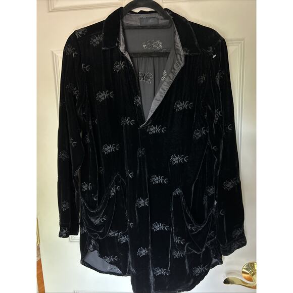 CP Shades Velvet-Silk rayon Embroidered Tunic pockets long sleeve XS EUC - Picture 1 of 12